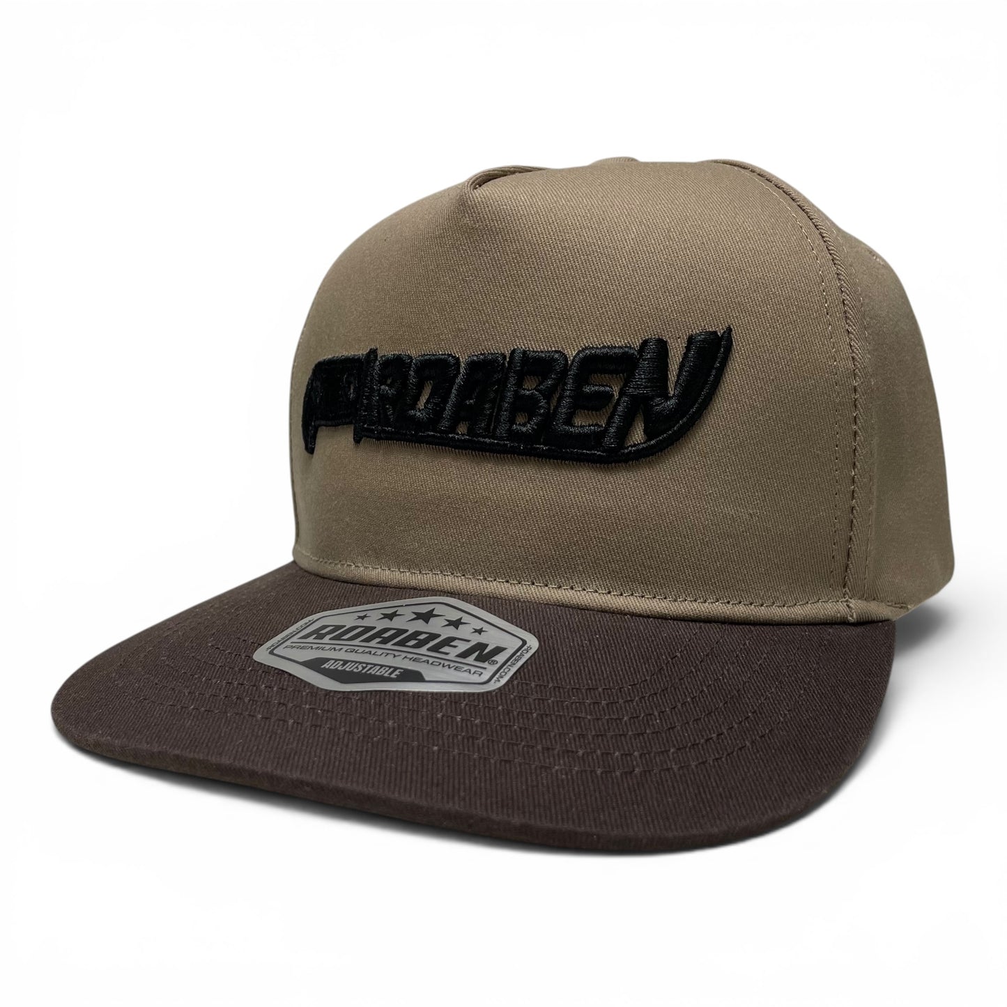 ROABEN 3D Embroidered Khaki Brown Snapback Cap