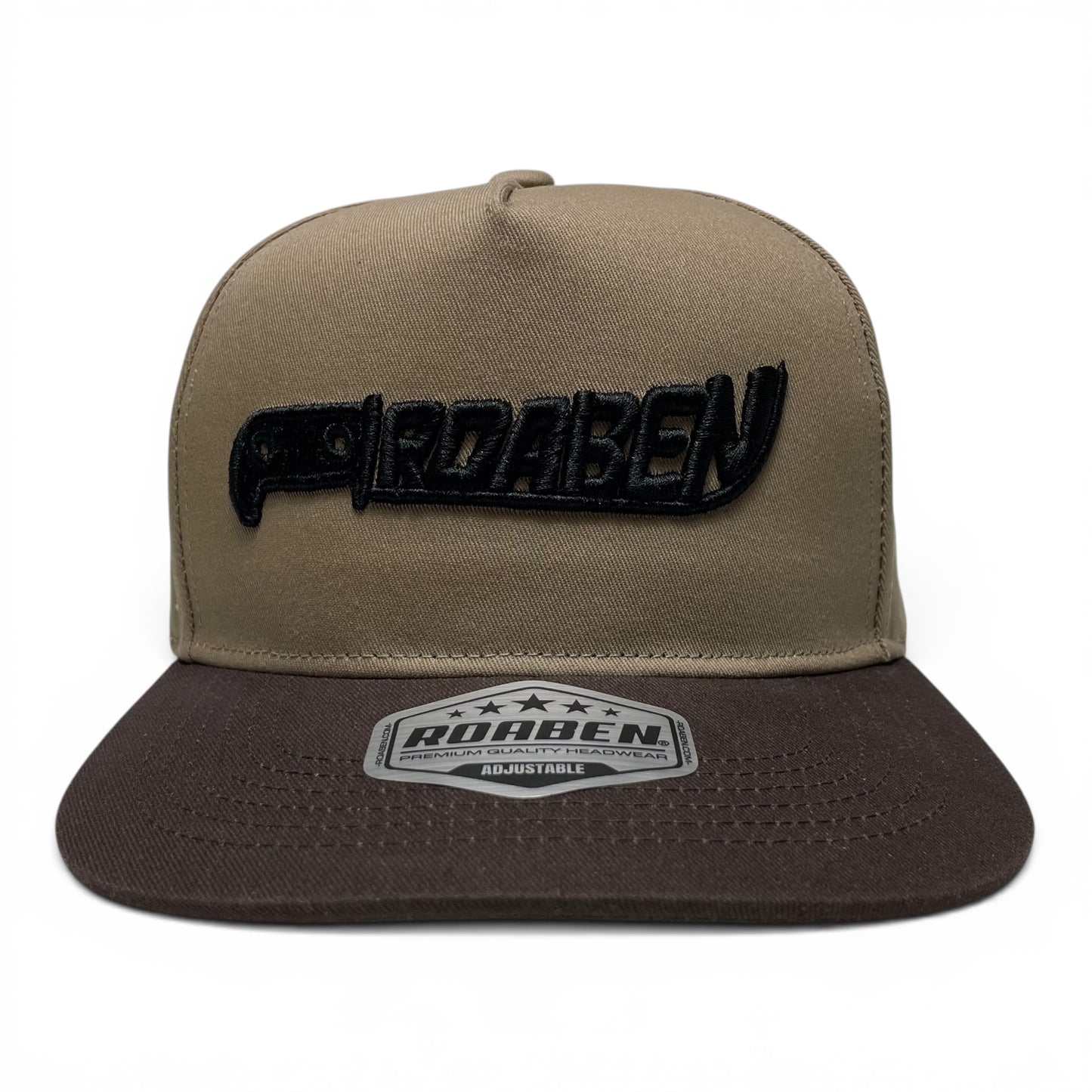 ROABEN 3D Embroidered Khaki Brown Snapback Cap