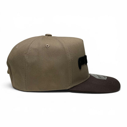 ROABEN 3D Embroidered Khaki Brown Snapback Cap