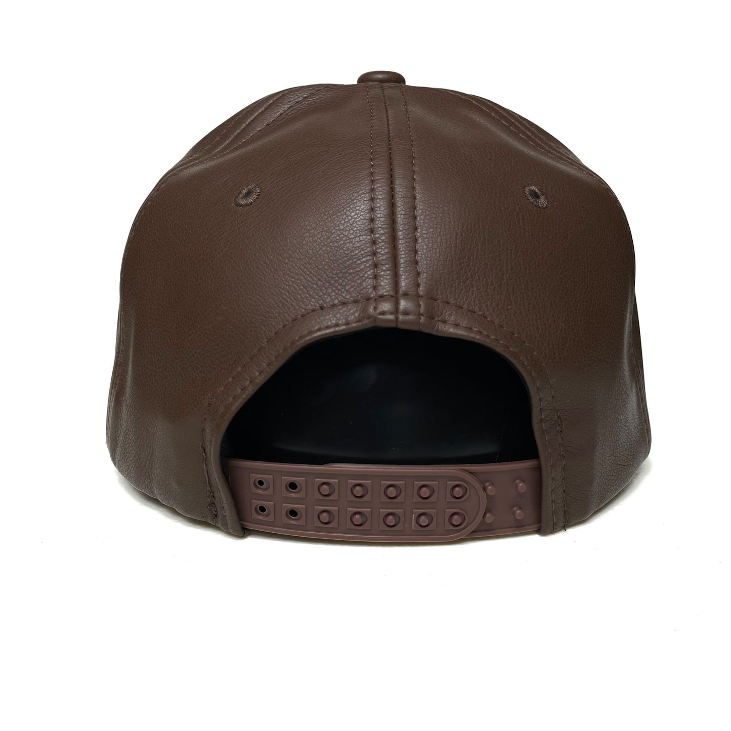ROABEN Rooster Embroidered Brown PU Leather Snapback Cap