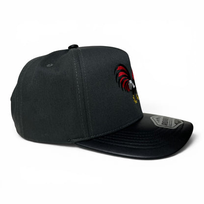 ROABEN El Jefe Rooster Gray Baseball Snapback Cap PU Leather Visor