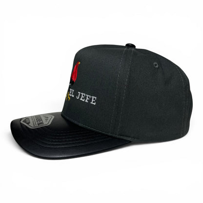 ROABEN El Jefe Rooster Gray Baseball Snapback Cap PU Leather Visor