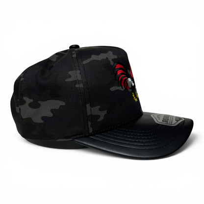 ROABEN El Jefe Rooster Camo Baseball Snapback Cap PU Leather Visor