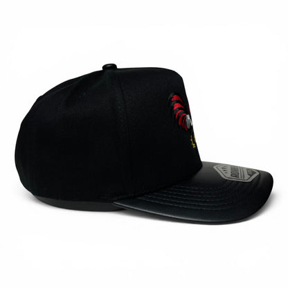 ROABEN El Jefe Rooster Black Baseball Snapback Cap PU Leather Visor