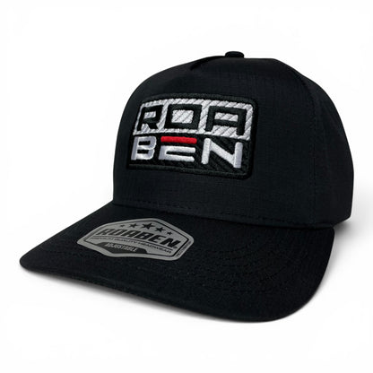 ROABEN Embroidered Black Ripstop Snapback Cap