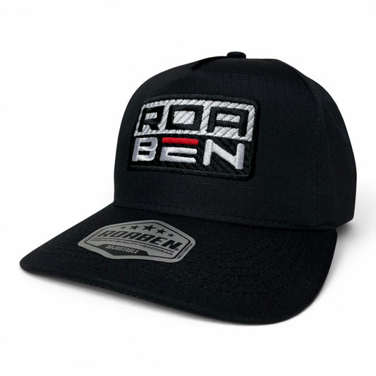 ROABEN Embroidered Black Ripstop Snapback Cap