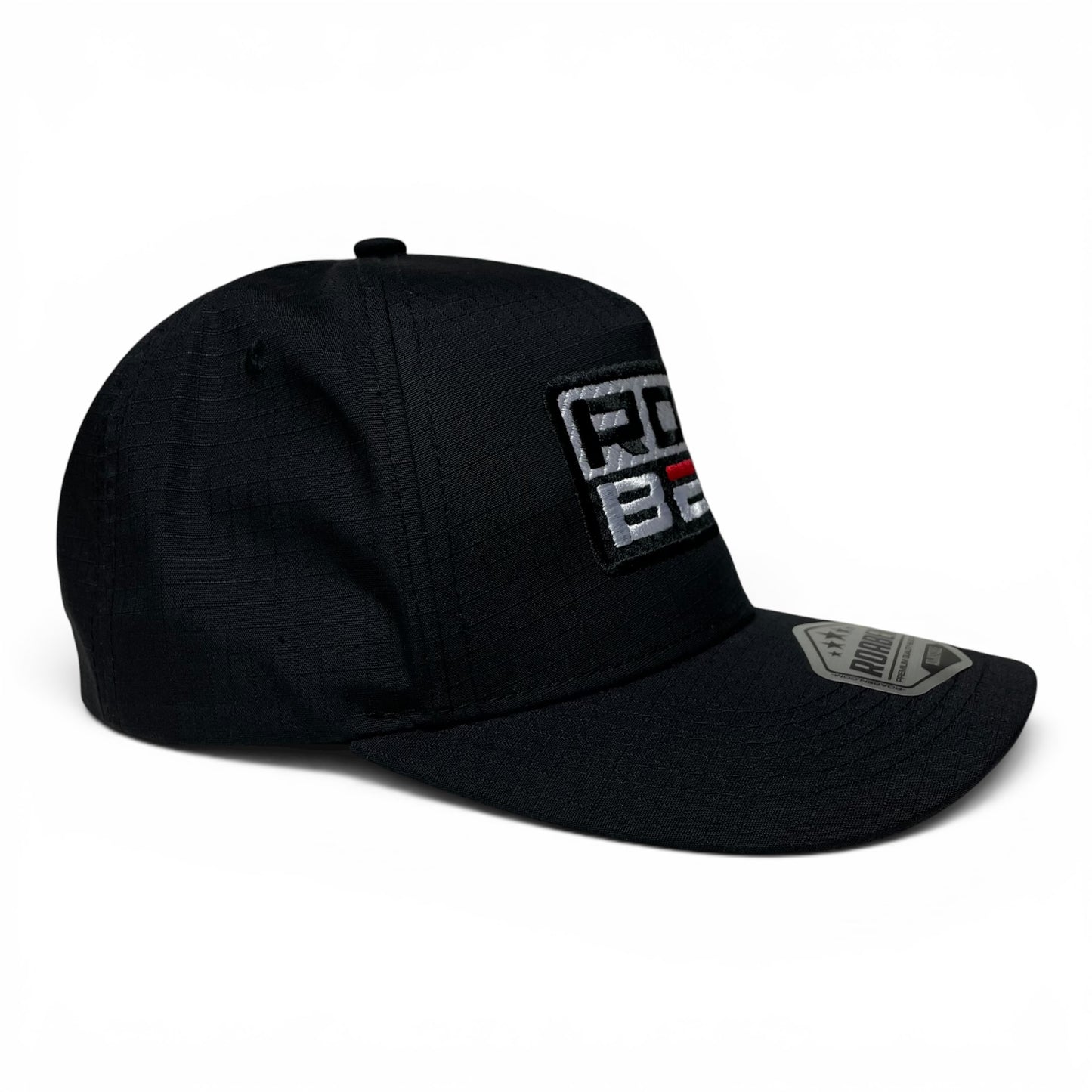ROABEN Embroidered Black Ripstop Snapback Cap