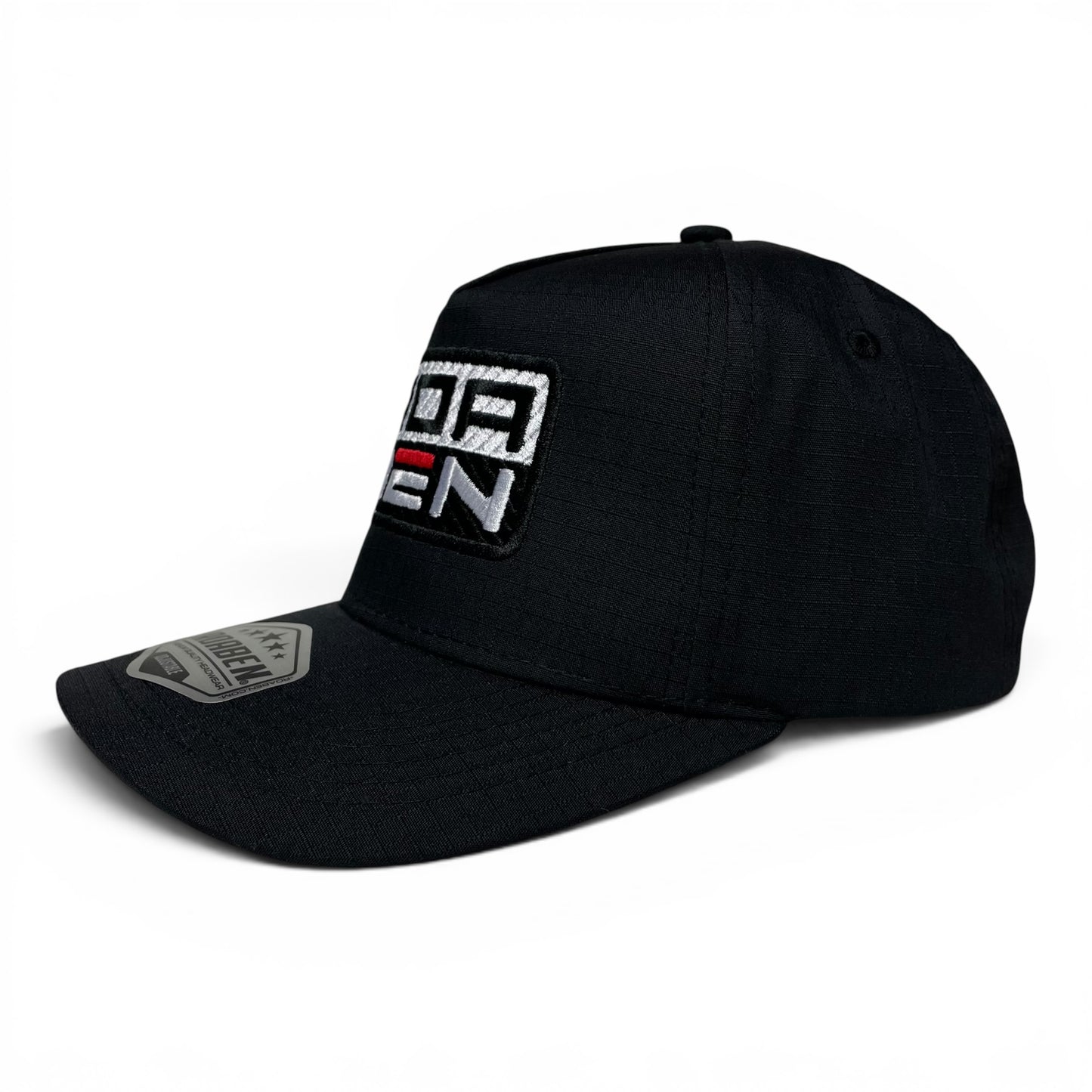 ROABEN Embroidered Black Ripstop Snapback Cap