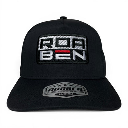 ROABEN Embroidered Black Ripstop Snapback Cap