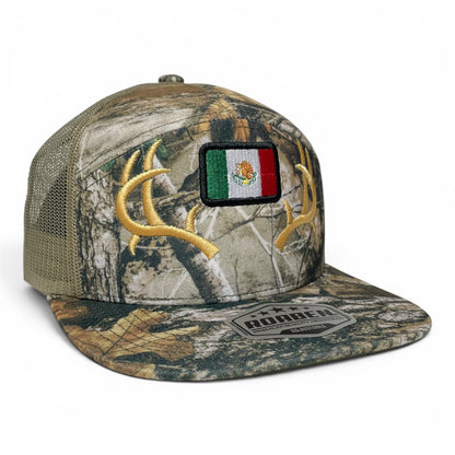 ROABEN Deer Antlers Mexico Flag Camouflage Snapback Hat