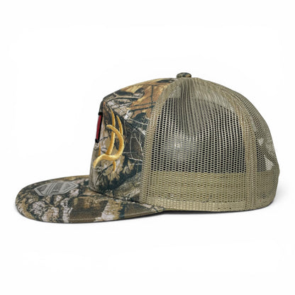 ROABEN Deer Antlers Mexico Flag Camouflage Snapback Hat
