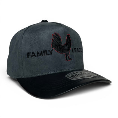 ROABEN Rooster Family Leader Embroidered Gray Suede Baseball Cap