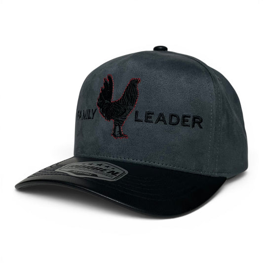 ROABEN Rooster Family Leader Embroidered Gray Suede Baseball Cap