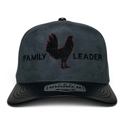 ROABEN Rooster Family Leader Embroidered Gray Suede Baseball Cap