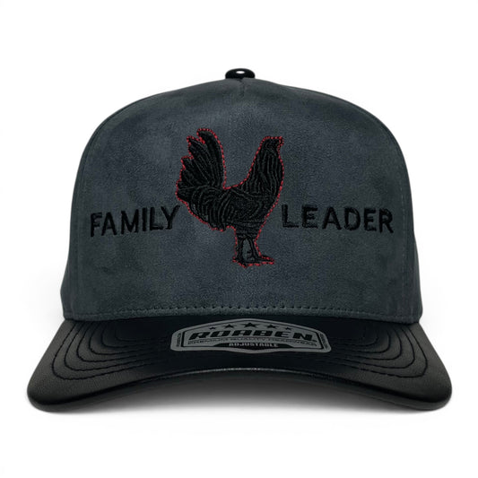 ROABEN Rooster Family Leader Embroidered Gray Suede Baseball Cap