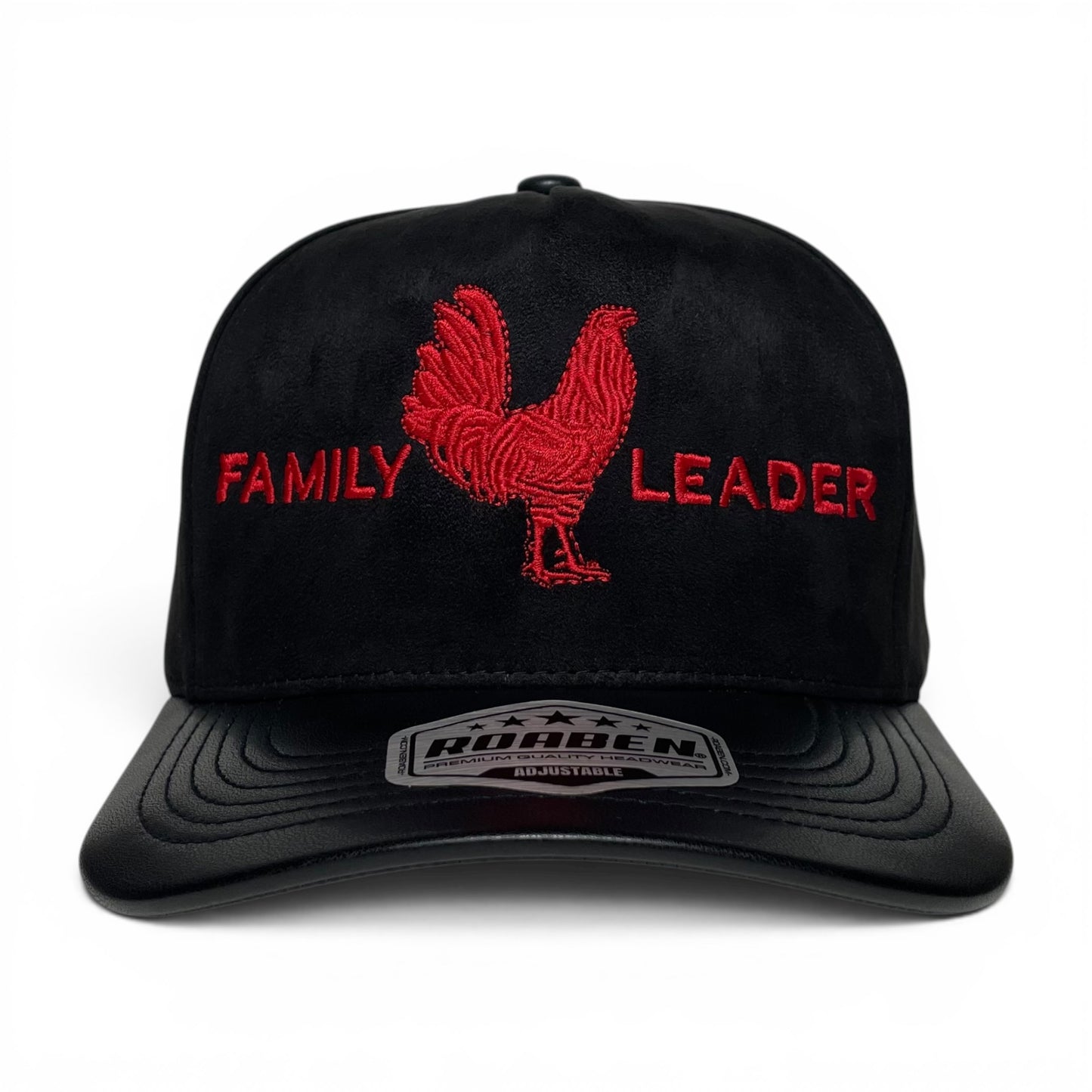 ROABEN Rooster Family Leader Embroidered Suede Baseball Cap